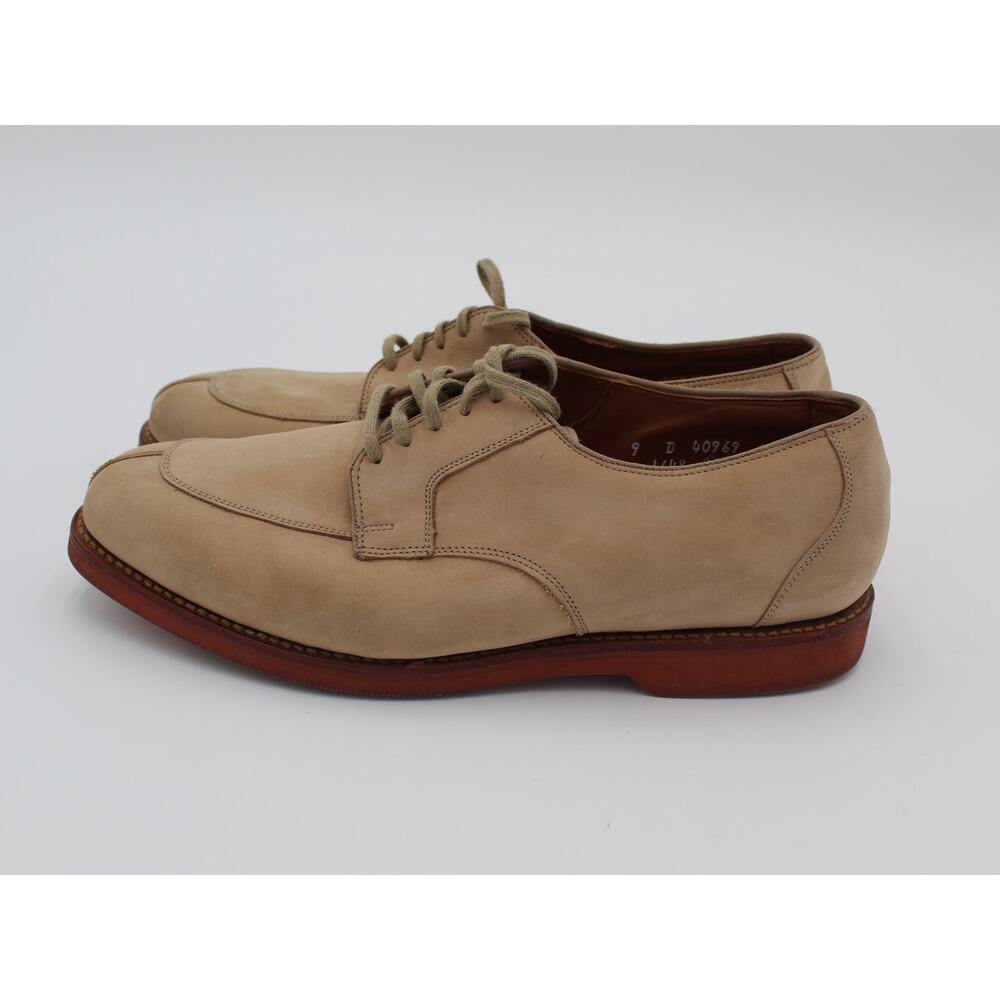 Allen Edmonds Derby Comfort Shoe Mens Size 9 D Tan Nubuck Split Toe Vibram Sole - Picture 2 of 10